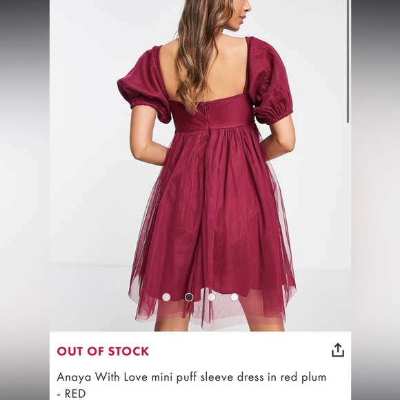 Anaya With Love mini puff sleeve dress in red plum - Picture 4 of 9